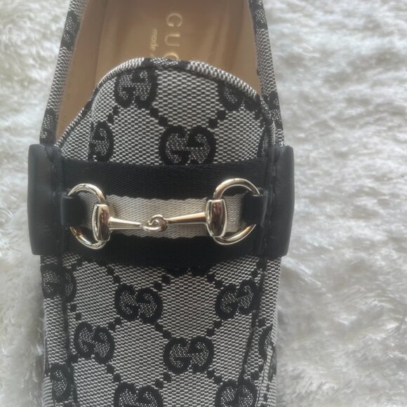 Gucci "GG" Monogrammed Loafers, Gray & Black, Size 37.5 EU/7.5 US, NEW WITH BOX - Picture 4 of 8